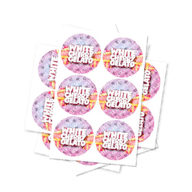 White Cherry Gelato Circular Stickers