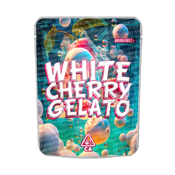 White Cherry Gelato Mylar Pouches Pre-Labeled - SLAPSTA