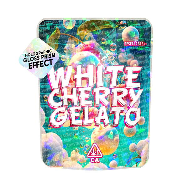 White Cherry Gelato SFX Mylar Pouches Pre-Labeled - SLAPSTA