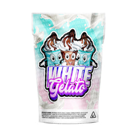 White Gelato Mylar Pouches Pre-Labeled