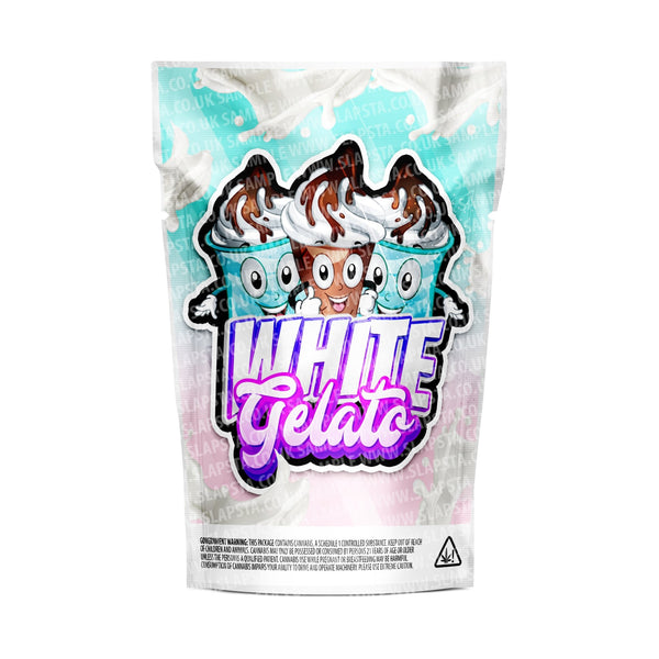 White Gelato Mylar Pouches Pre-Labeled - SLAPSTA