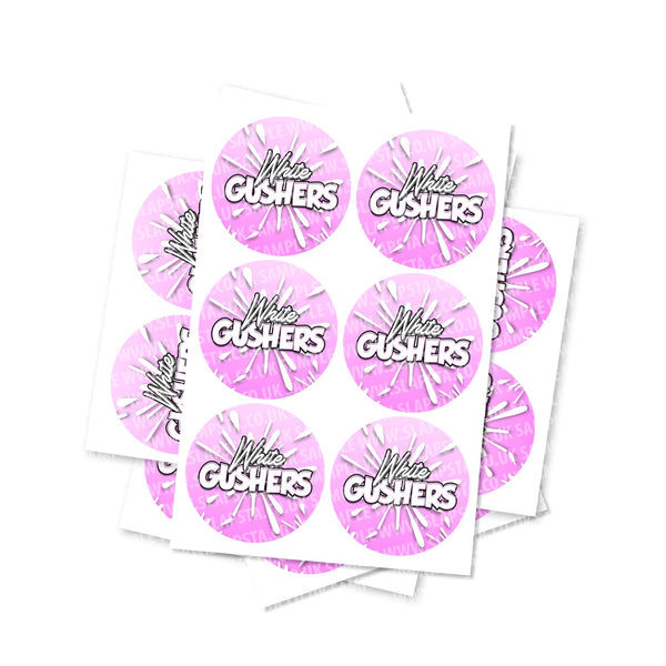 White Gushers Circular Stickers - SLAPSTA