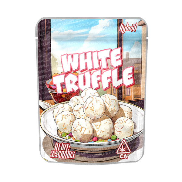 White Truffle Mylar Pouches Pre-Labeled - SLAPSTA