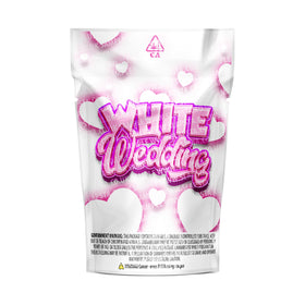 White Wedding Mylar Pouches Pre-Labeled