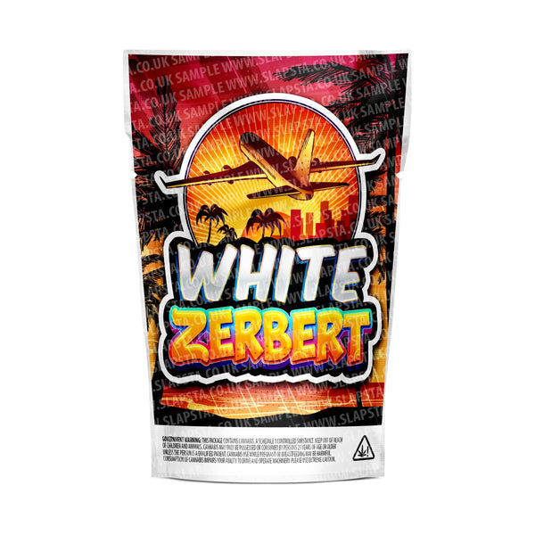 White Zerbet Mylar Pouches Pre-Labeled - SLAPSTA