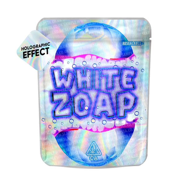 White Zoap SFX Mylar Pouches Pre-Labeled - SLAPSTA