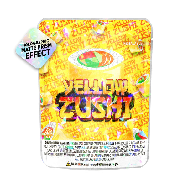 Yellow Zushi SFX Mylar Pouches Pre-Labeled - SLAPSTA
