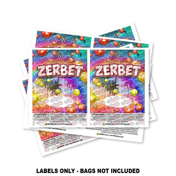 Zerbet Mylar Bag Labels ONLY - SLAPSTA