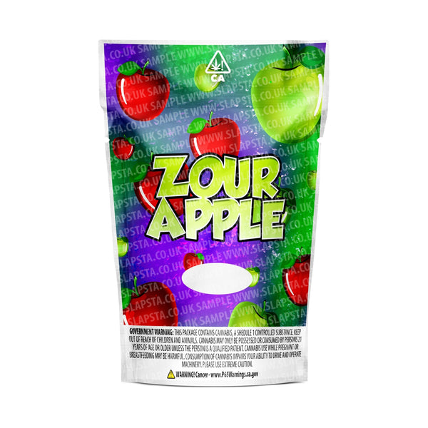 Zour Apple Mylar Pouches Pre-Labeled - SLAPSTA