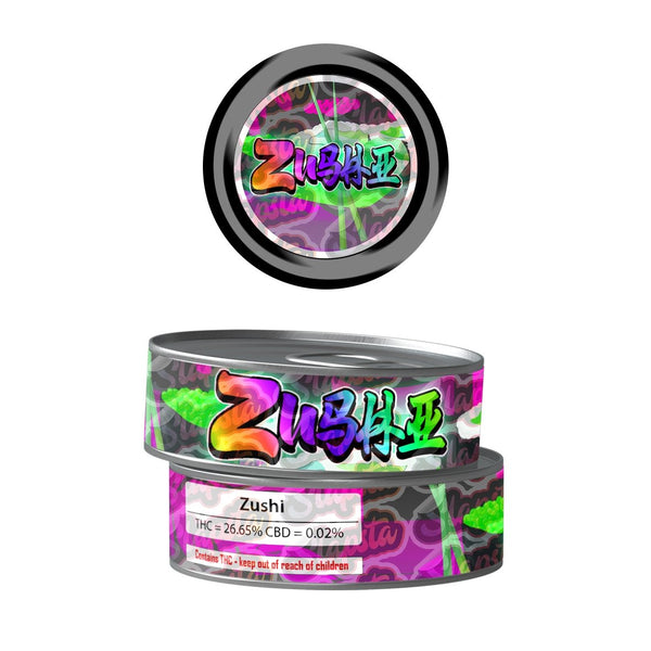 Zushi 3 Pre-Labeled 3.5g Self-Seal Tins - SLAPSTA